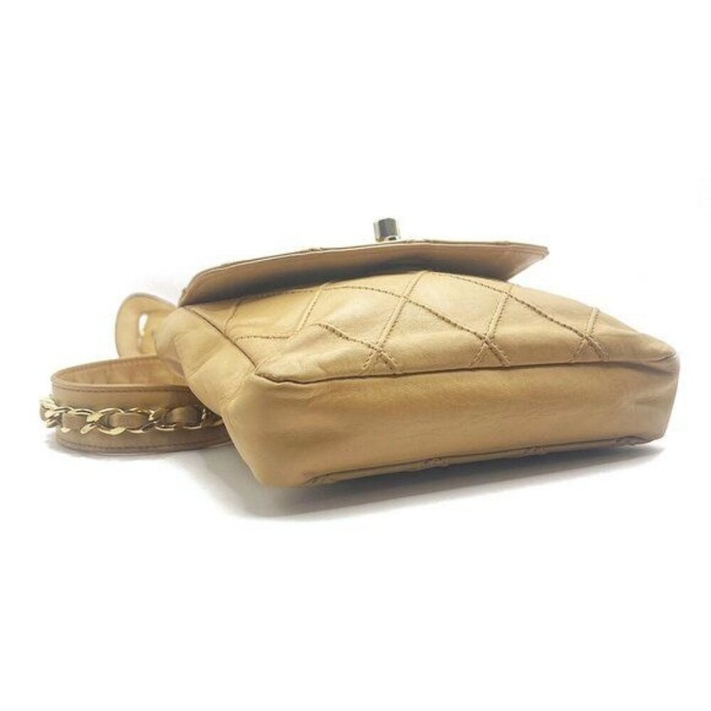 Authentic CHANEL CC Vintage Matelasse Lambskin Waist Pouch Bum Bag Leather Beige - Picture 7 of 16